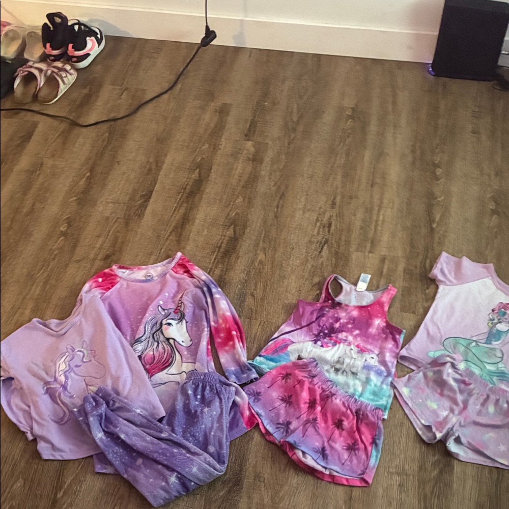 Wonder Nation Kids Unicorn and Mermaid Matching Sets - Purple and Pink